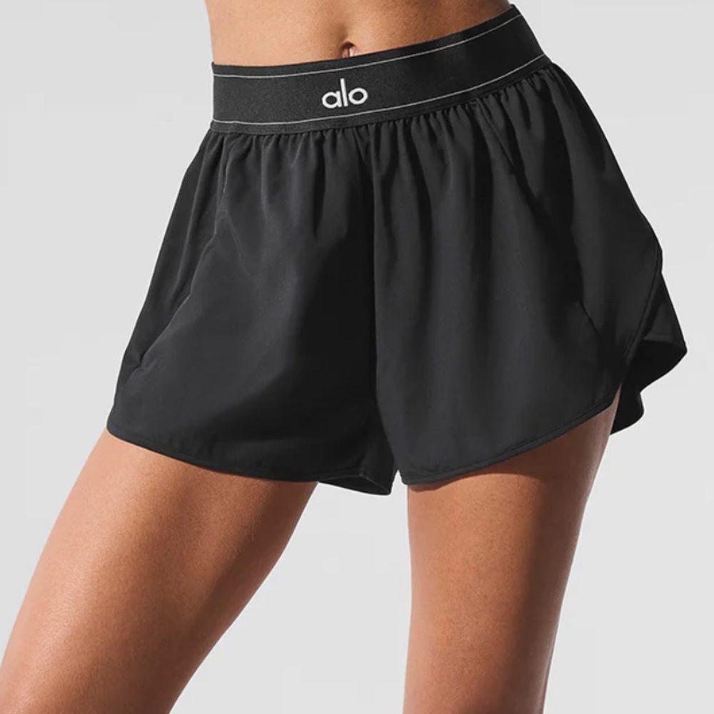 ALO Yoga Black Match Point Shorts Women's Athletic Shorts with Zipper Size M